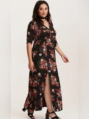 Torrid Floral Print V-Neck Maxi Dress in 3
